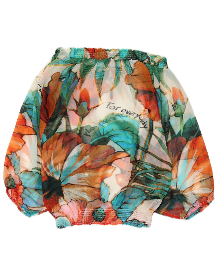 Desigual Top de manga larga con hombros descubiertos para mujer UK 10 Small Multicolor