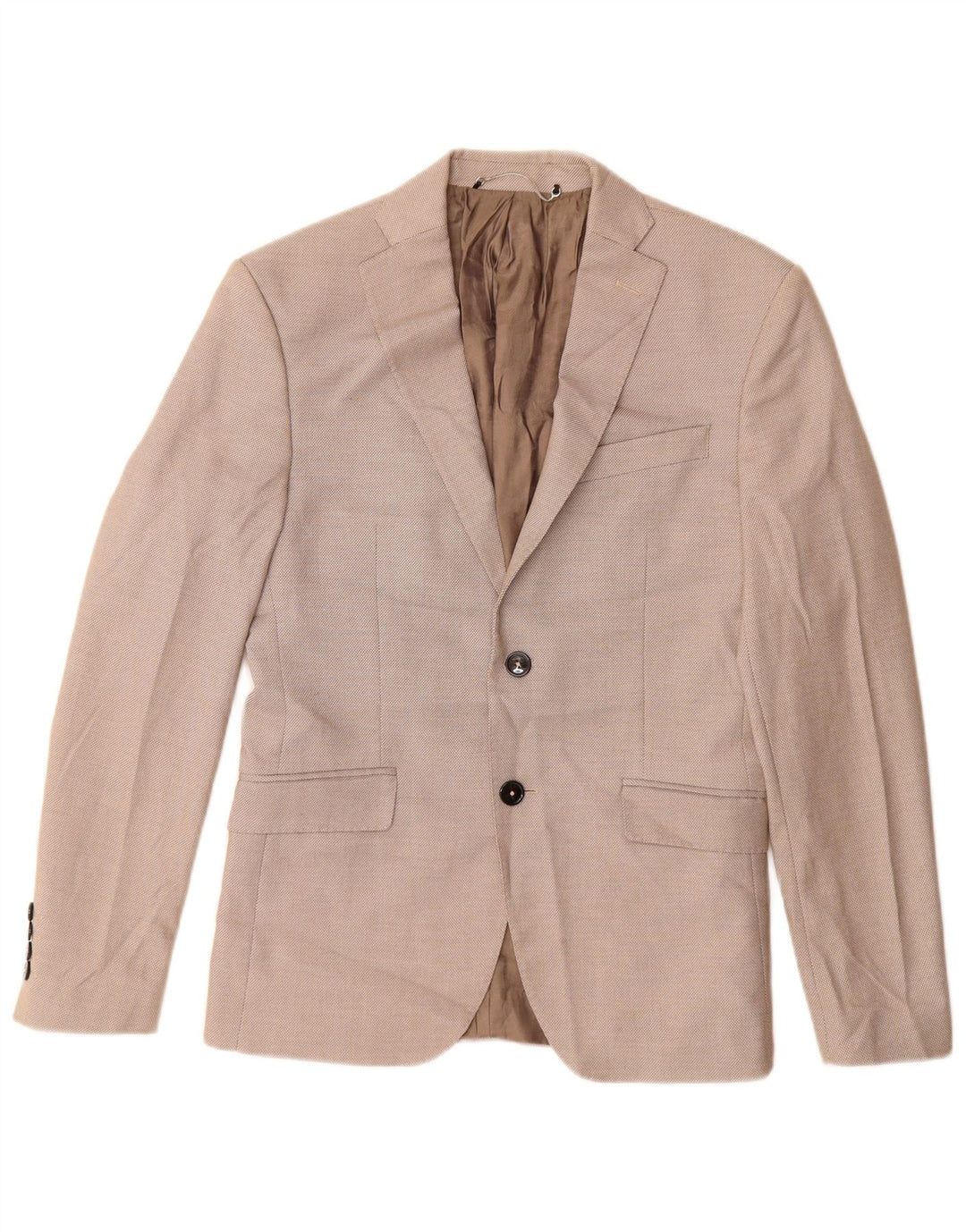 Zara Chaqueta tipo blazer de 2 botones para hombre EU 46 Small Beige Poliéster