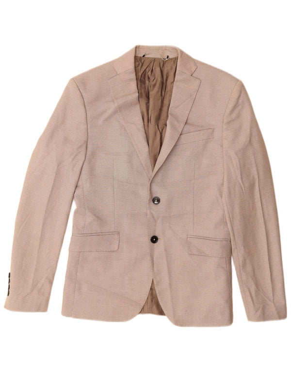 Zara Chaqueta tipo blazer de 2 botones para hombre EU 46 Small Beige Poliéster