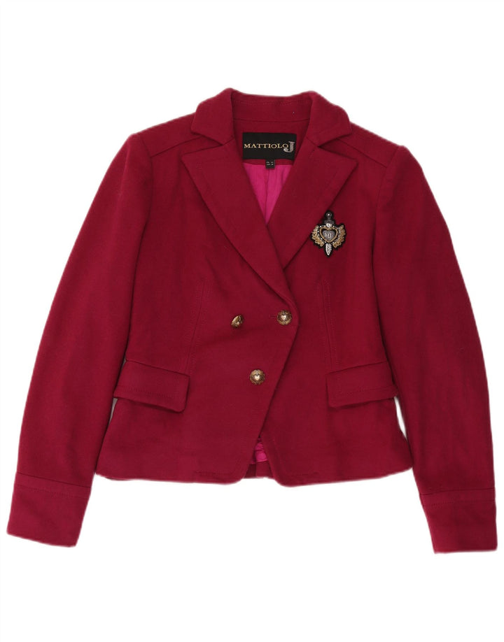 Gai Mattiolo Chaqueta Blazer De Doble Botonadura Para Mujer IT 42 Lana Rosa Mediana