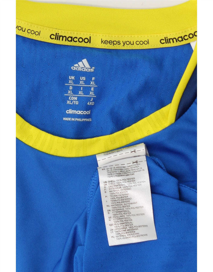 Adidas Hombre Climacool Camiseta Top XL Azul Colorblock Poliéster