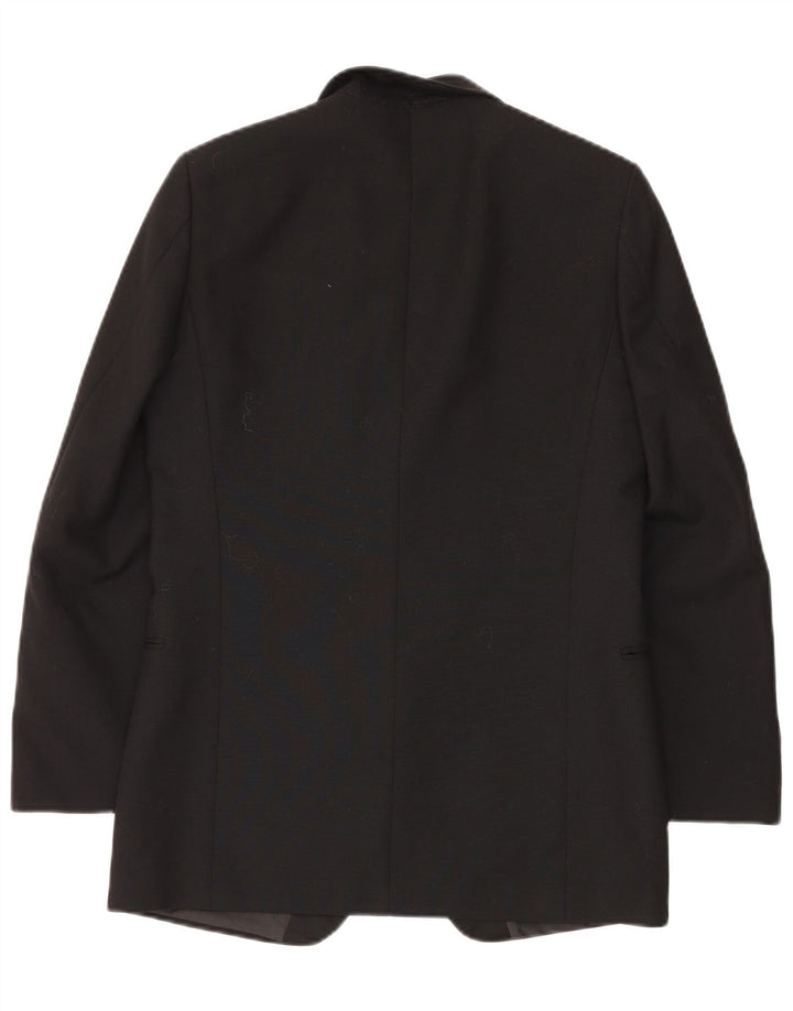 Vintage hombres 1 botón Blazer chaqueta Reino Unido 38 medio negro nueva lana