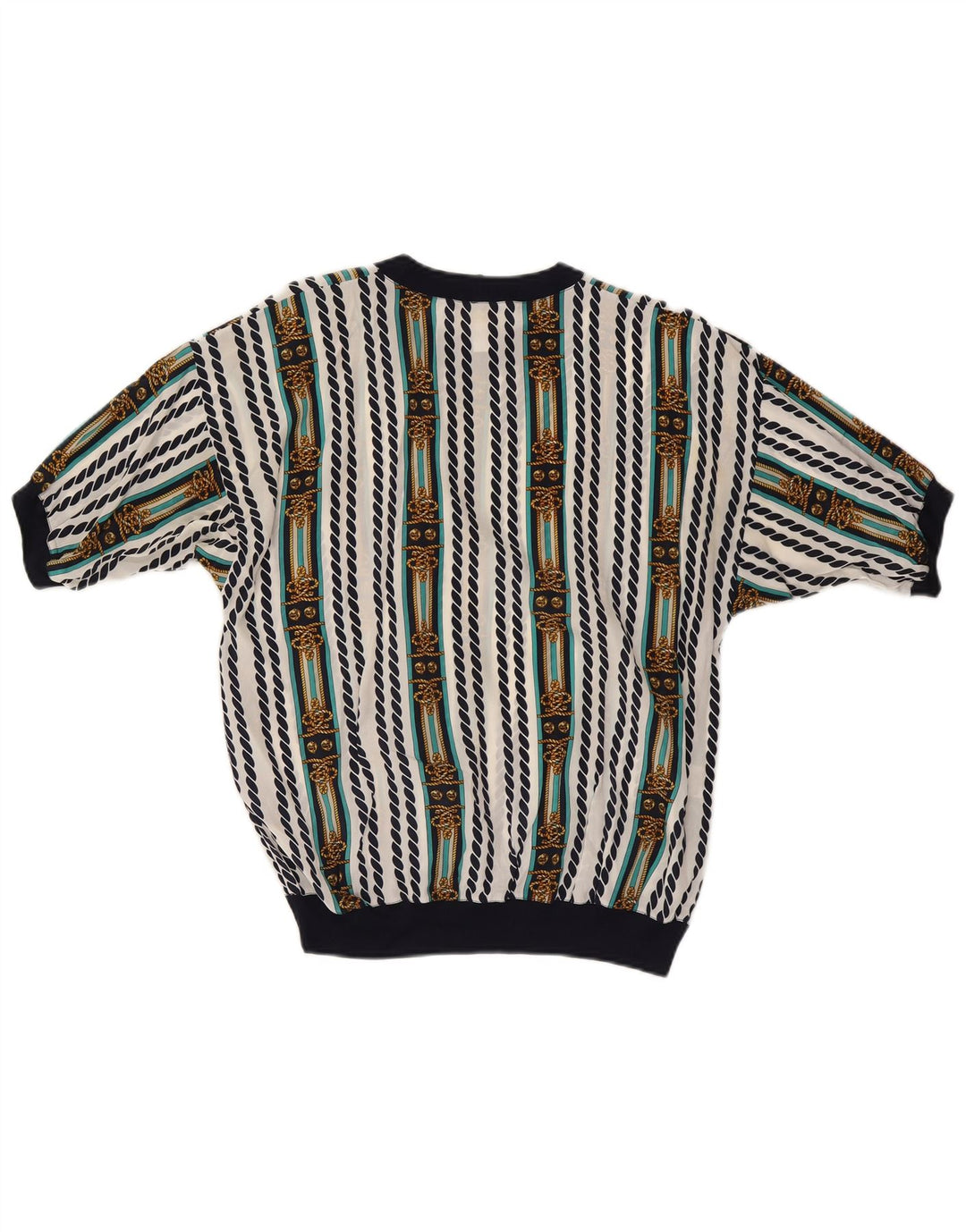 ENNEDI Blusa para mujer Top UK 12 Acetato de rayas blancas medianas