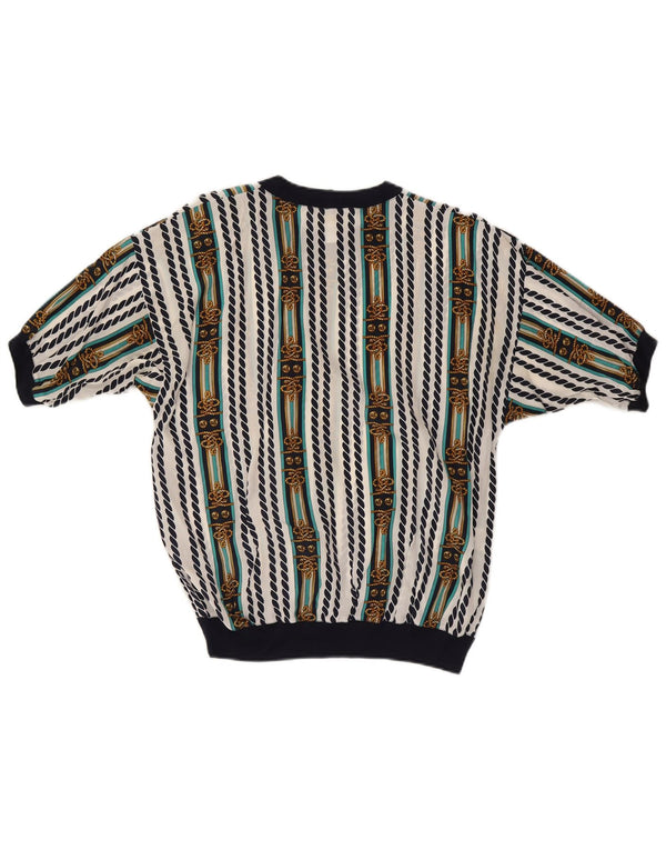 ENNEDI Blusa para mujer Top UK 12 Acetato de rayas blancas medianas