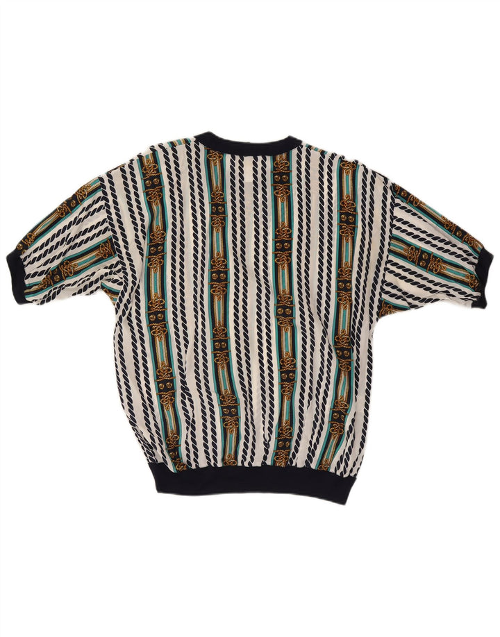 ENNEDI Blusa para mujer Top UK 12 Acetato de rayas blancas medianas