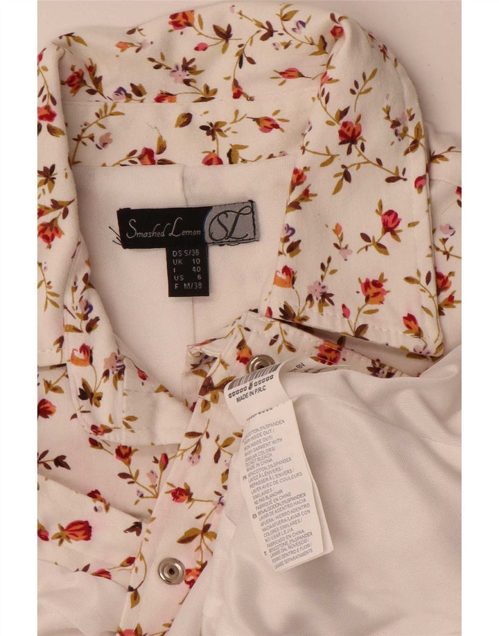Smashed Lemon Chaqueta bomber corta para mujer Reino Unido 10 Pequeño algodón floral blanco