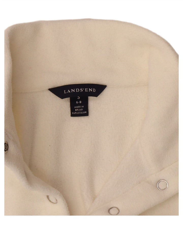LANDS END Womens Oversized Button Neck Fleece Jumper UK 10 Small Off White Vintage Lands End and Second-Hand Lands End from Messina Hembry 