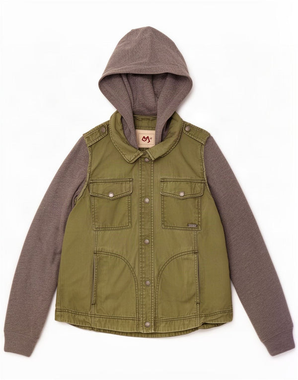 Hollister Mujer Cazadora Bomber Militar UK 40 Medium Caqui Colorblock