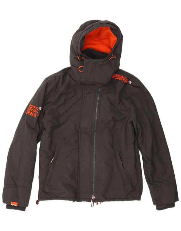 SUPERDRY Chaqueta cortavientos con estampado The Windcheater para hombre, talla 40, color negro
