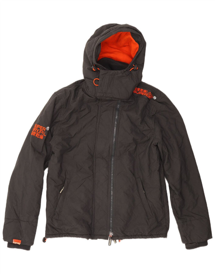 SUPERDRY Chaqueta cortavientos con estampado The Windcheater para hombre, talla 40, color negro