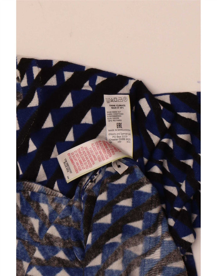 Marks & Spencer Suéter tipo cárdigan corto para mujer Reino Unido 44 Azul medio Geométrico