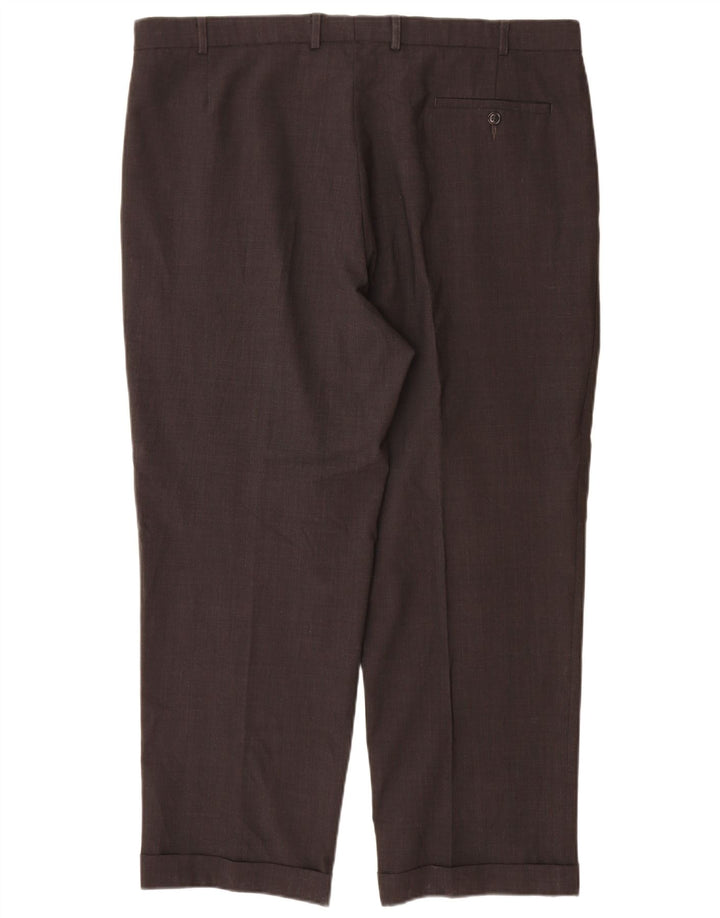Marks & Spencer Pantalón de traje con pinzas para hombre W40 L29 Poliéster gris