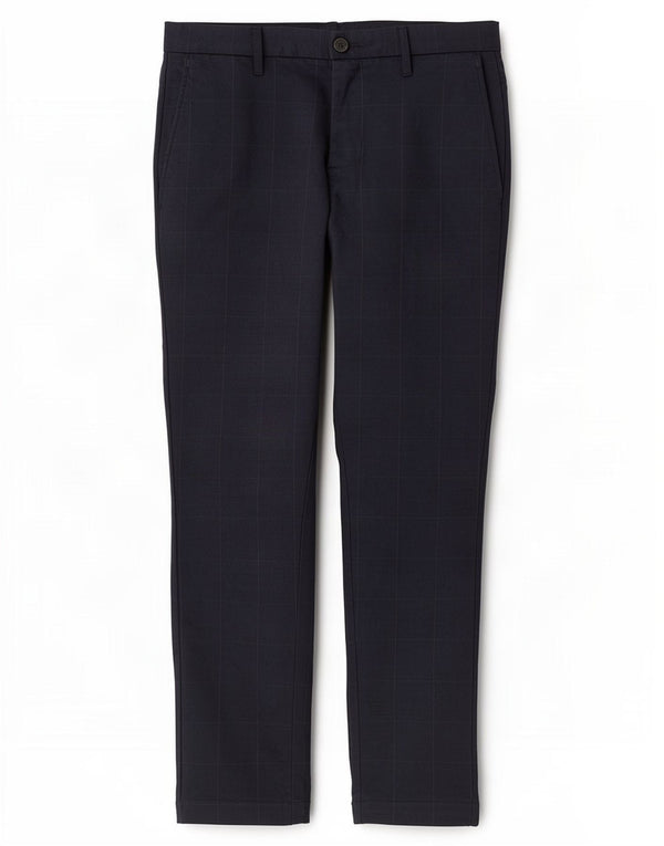 Zara Pantalón chino recto para hombre EU 40 Medium W31 L28 Navy Blue Check