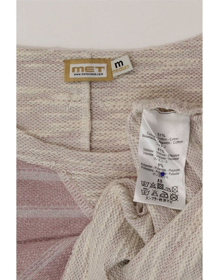 MET Blusa corta para mujer UK 44 Mediano Rosa Rayas