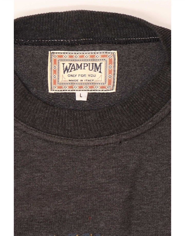 Wampum Sudadera con gráfico para Hombre, Jersey, Grande, Gris
