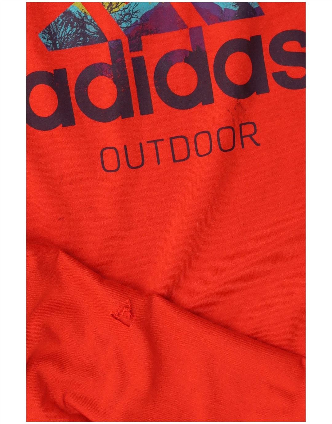 Adidas Hombre Gráfico Top Manga Larga UK 40/42 Medio Rojo Poliéster