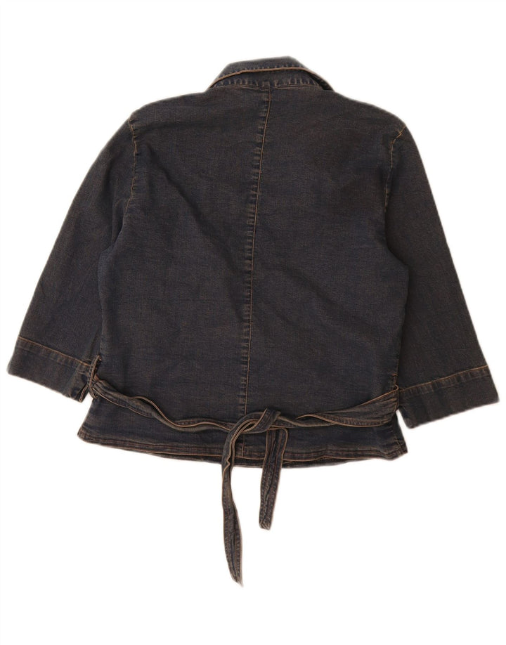Marks & Spencer Chaqueta vaquera cruzada de manga 3/4 para mujer UK 42 Azul marino mediano