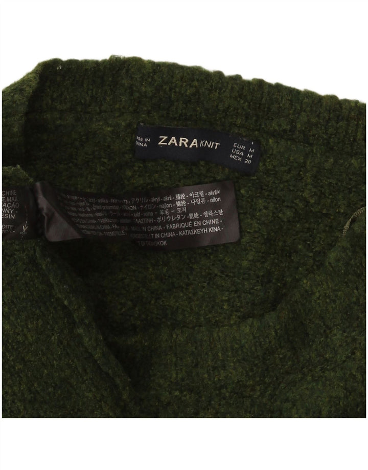 Zara Mujer Jersey Oversize Con Cuello Redondo UK 40 Medio Verde Moteado