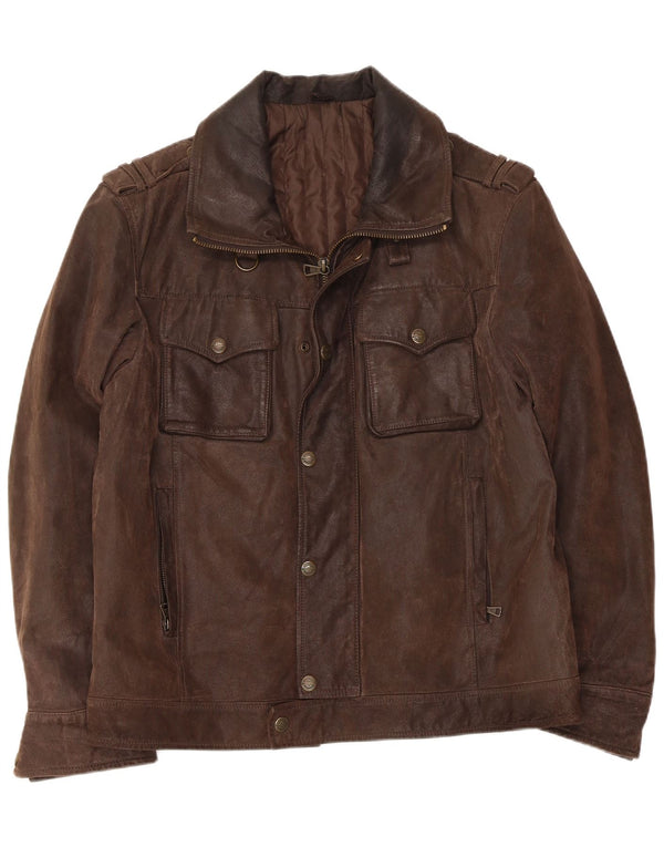 Vintage chaqueta de cuero para hombre Reino Unido 40 cuero marrón grande