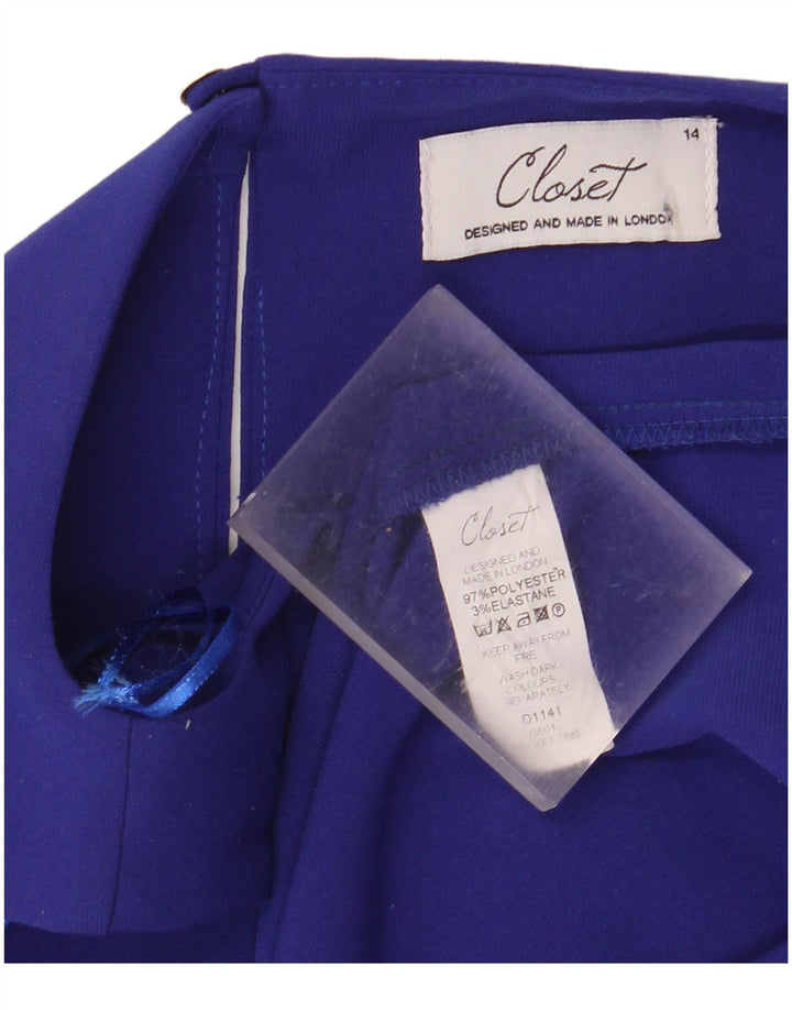 CLOSET Vestido ajustado sin mangas para mujer UK 44 Poliéster azul medio