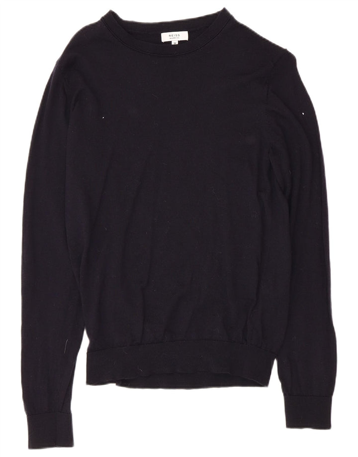 Jersey REISS para mujer con cuello barco UK 12 Medium Navy Blue Wool