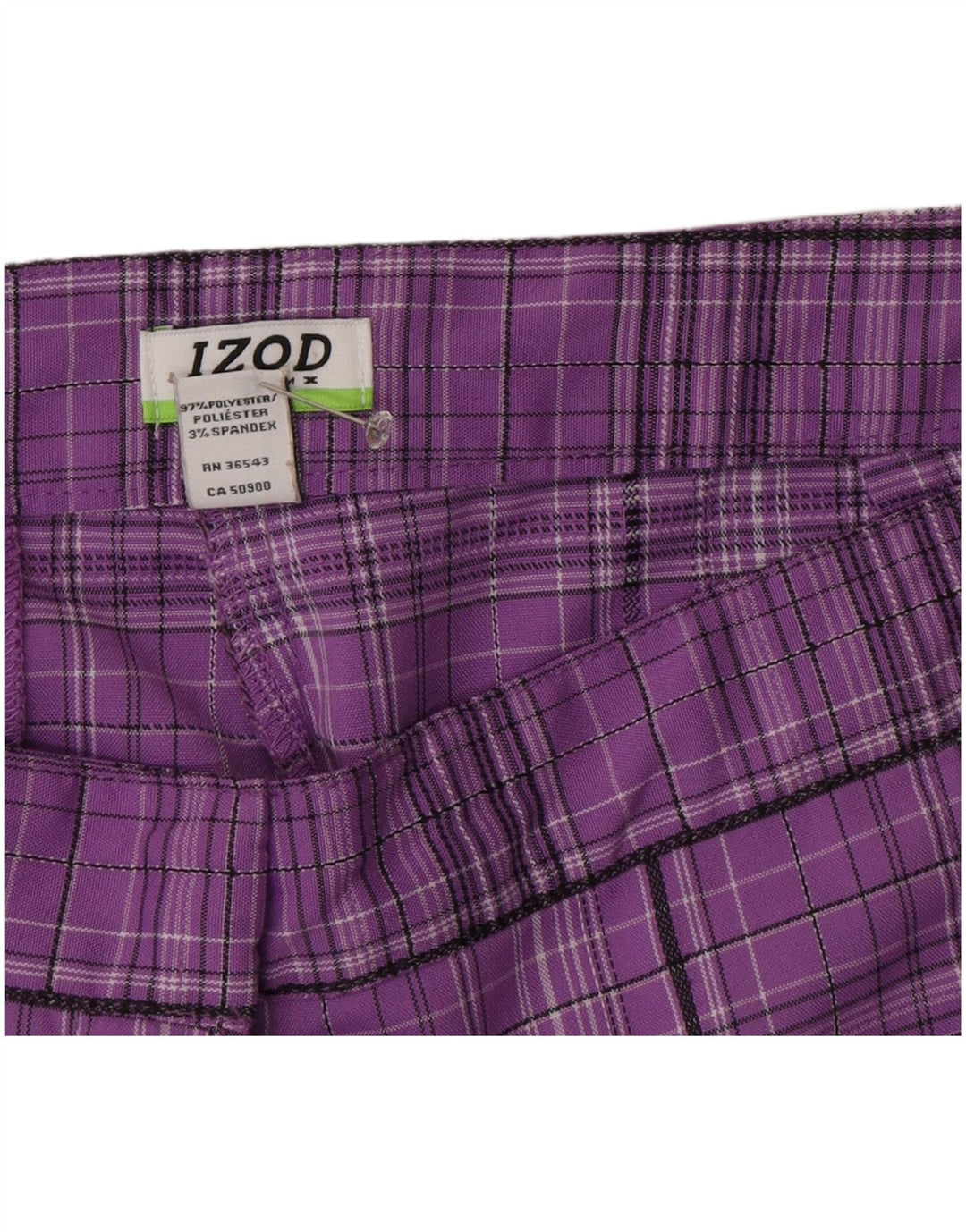 Izod Bermudas para mujer US 16 2XL W34 Púrpura Check Poliéster