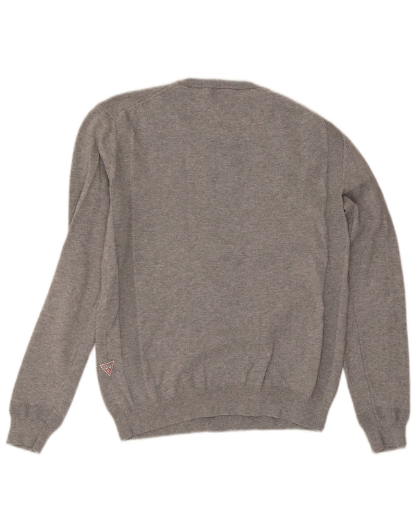 Guess Jersey con cuello redondo y gráfico para hombre XS Algodón gris