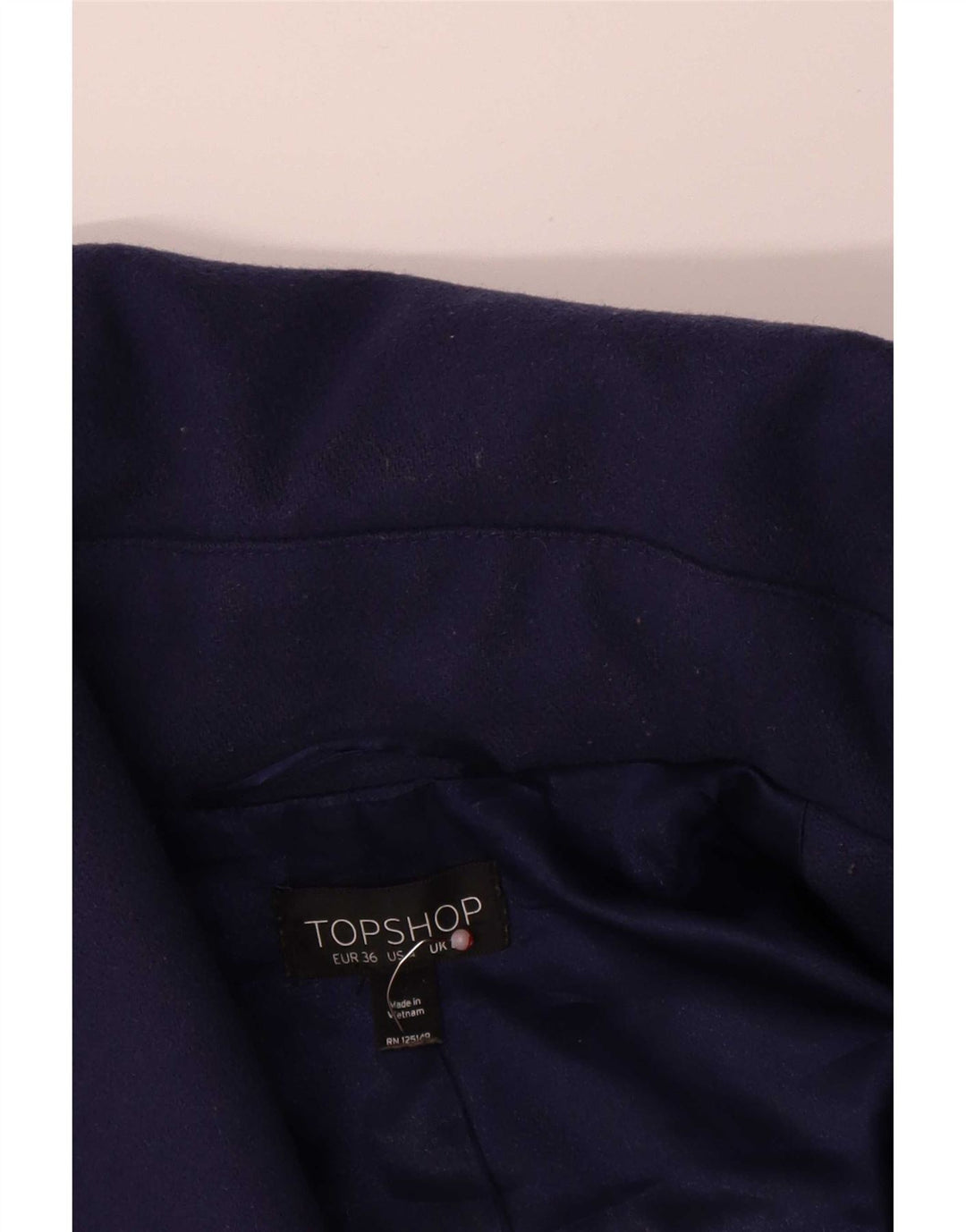 Topshop Abrigo corto extragrande para mujer UK 8 Small Lana azul marino