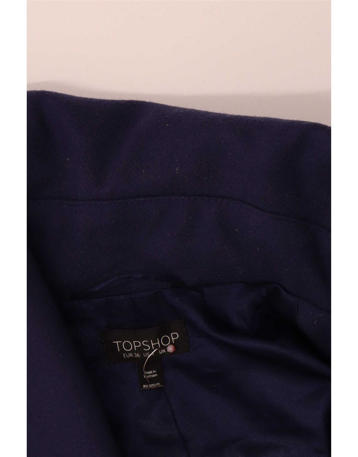 Topshop Abrigo corto extragrande para mujer UK 8 Small Lana azul marino
