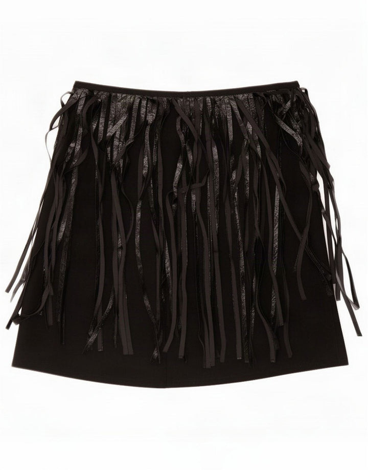 Minifalda vintage para mujer pequeña W26 Viscosa negra