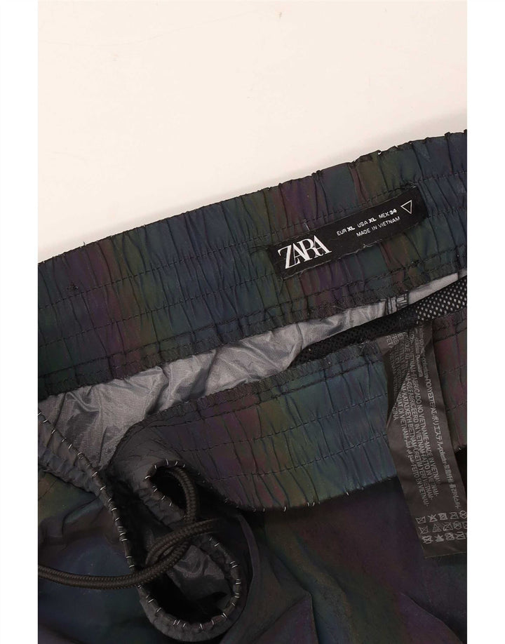 Zara Hombre Joggers Pantalón Cargo XL W34 L26 Poliéster A Rayas Multicolor