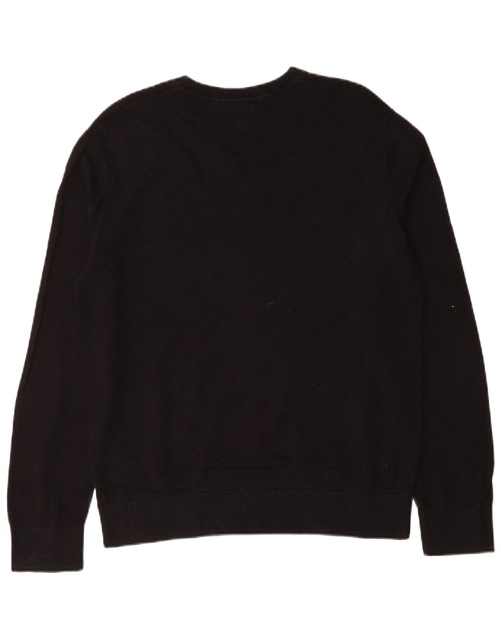 Gap Jersey con cuello en V para hombre, talla grande, algodón negro