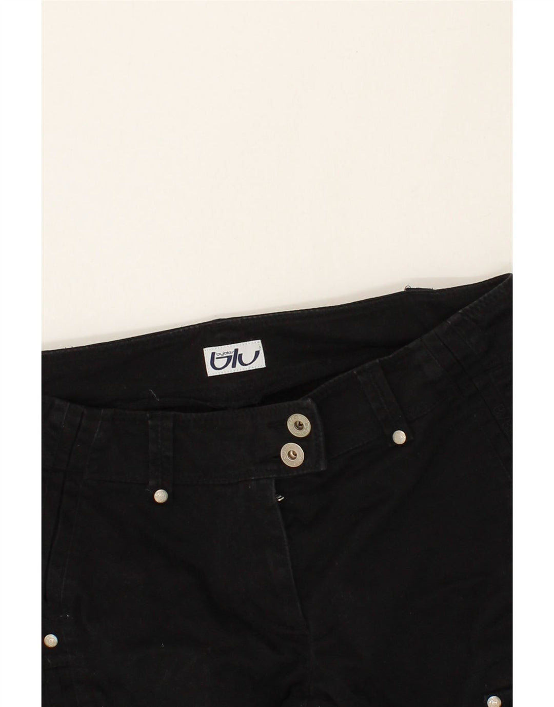 BYBLOS Womens Tapered Crop Cargo Trousers W32 L24  Black Vintage Byblos and Second-Hand Byblos from Messina Hembry 
