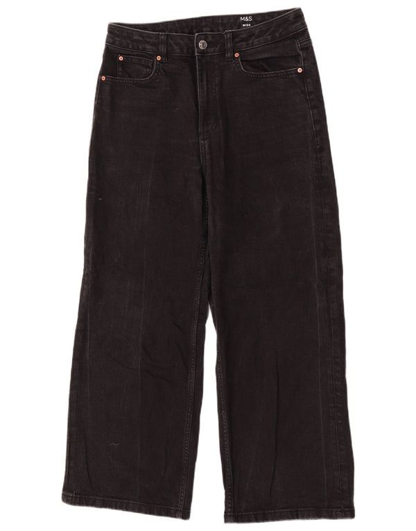Marks & Spencer Vaqueros de pierna ancha para mujer UK 12 Medium W30 L28 Algodón negro