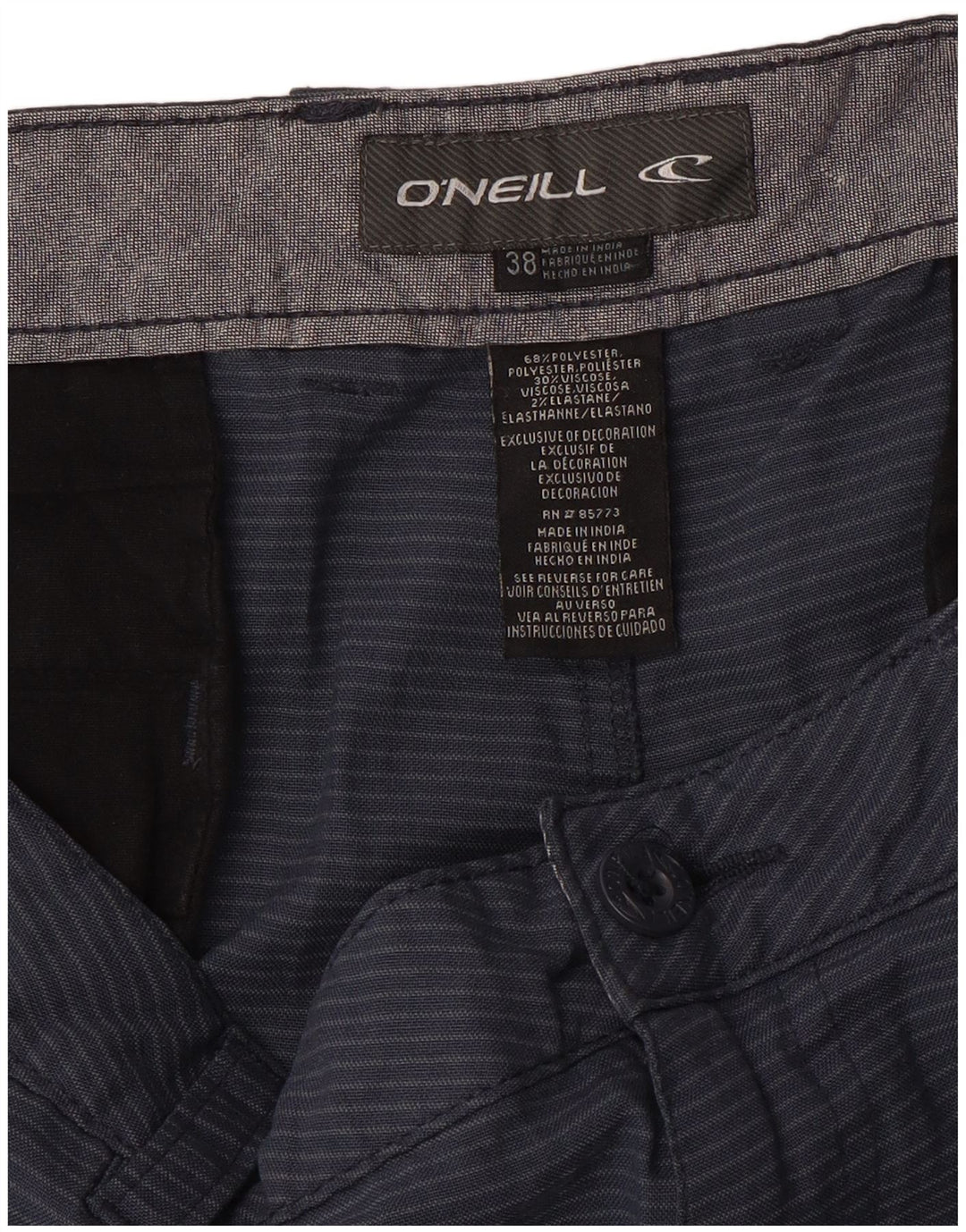 O'Neill Pantalones cortos chinos para hombre W38 XL Poliéster a rayas azul marino