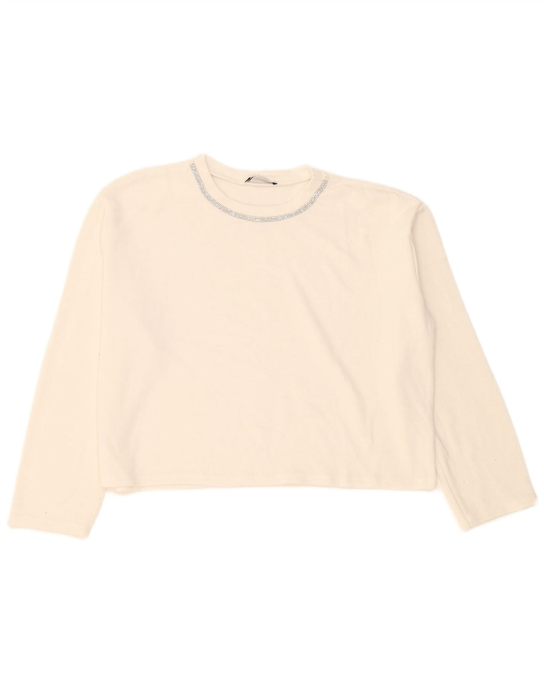 Zara Mujer Crop Oversize Top Manga Larga UK 44 Medium Blanco