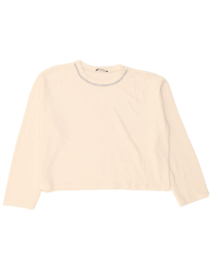 Zara Mujer Crop Oversize Top Manga Larga UK 44 Medium Blanco