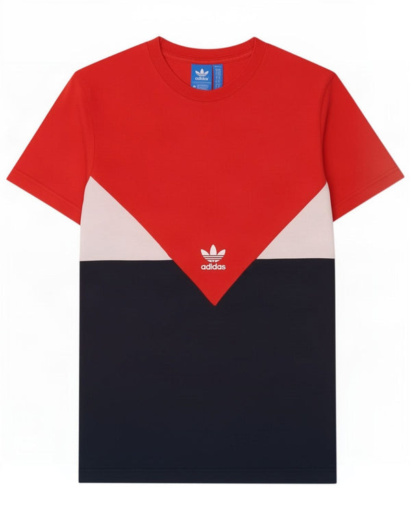 Adidas Hombre Camiseta Top Medium Rojo Colorblock Algodón