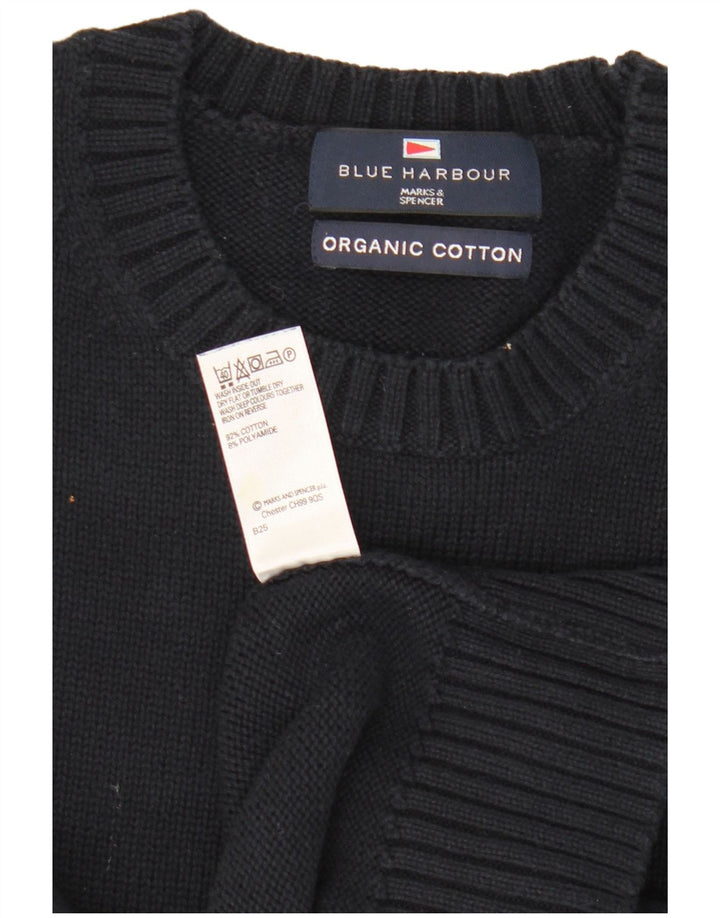 Marks & Spencer Jersey de cuello redondo azul Harbor para hombre, talla pequeña, azul marino