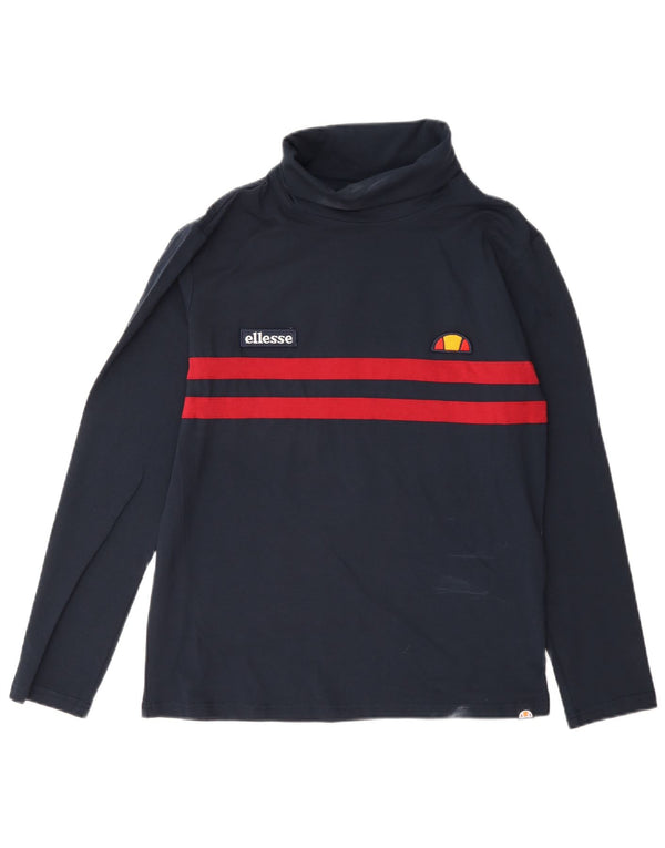Ellesse Top de mujer de manga larga UK 46 Large Azul marino Colorblock Algodón