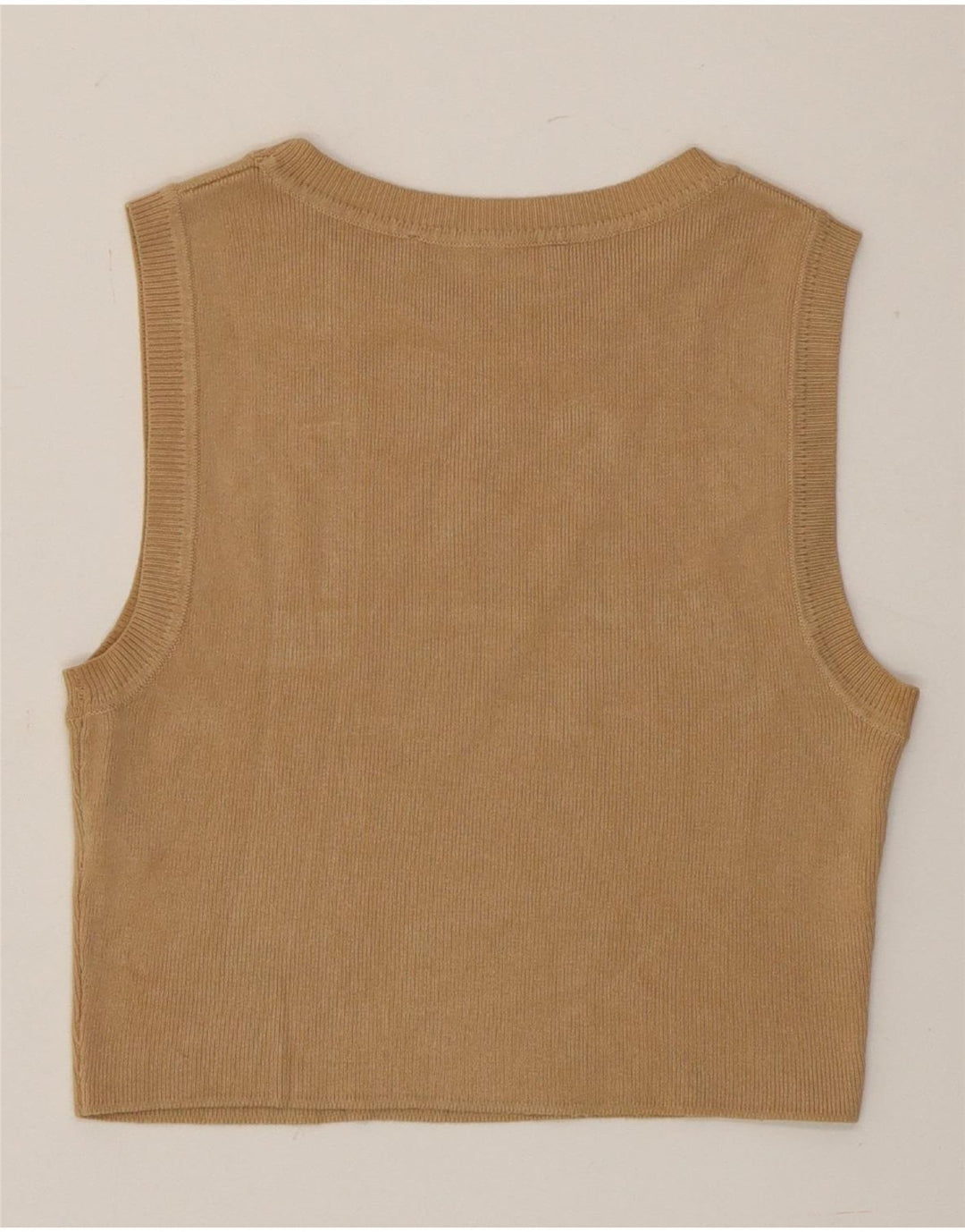 Zara Mujer Crop Vest Tank Top UK 40 Viscosa Marrón Medio