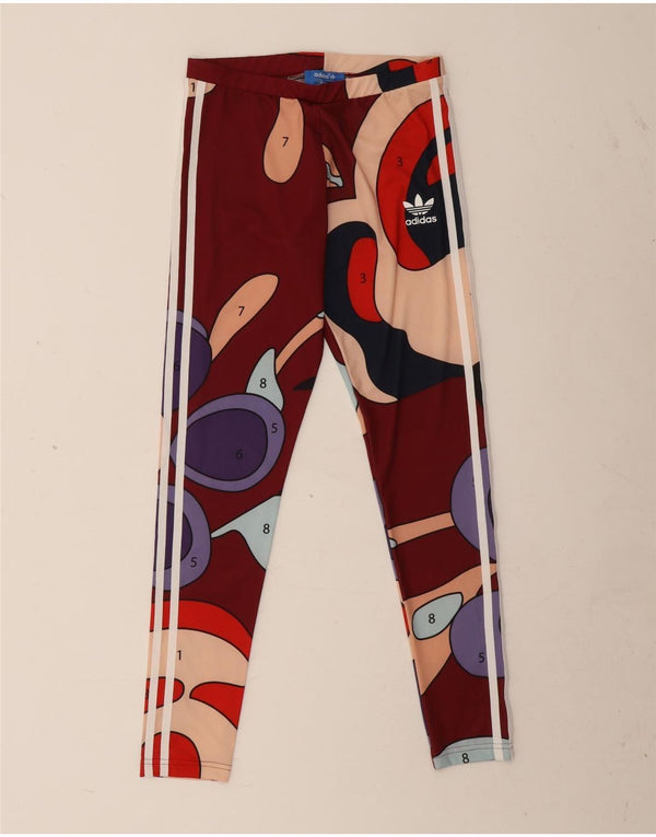 Adidas Rita Ora - Leggings con patrón abstracto para mujer, talla 10, color burdeos