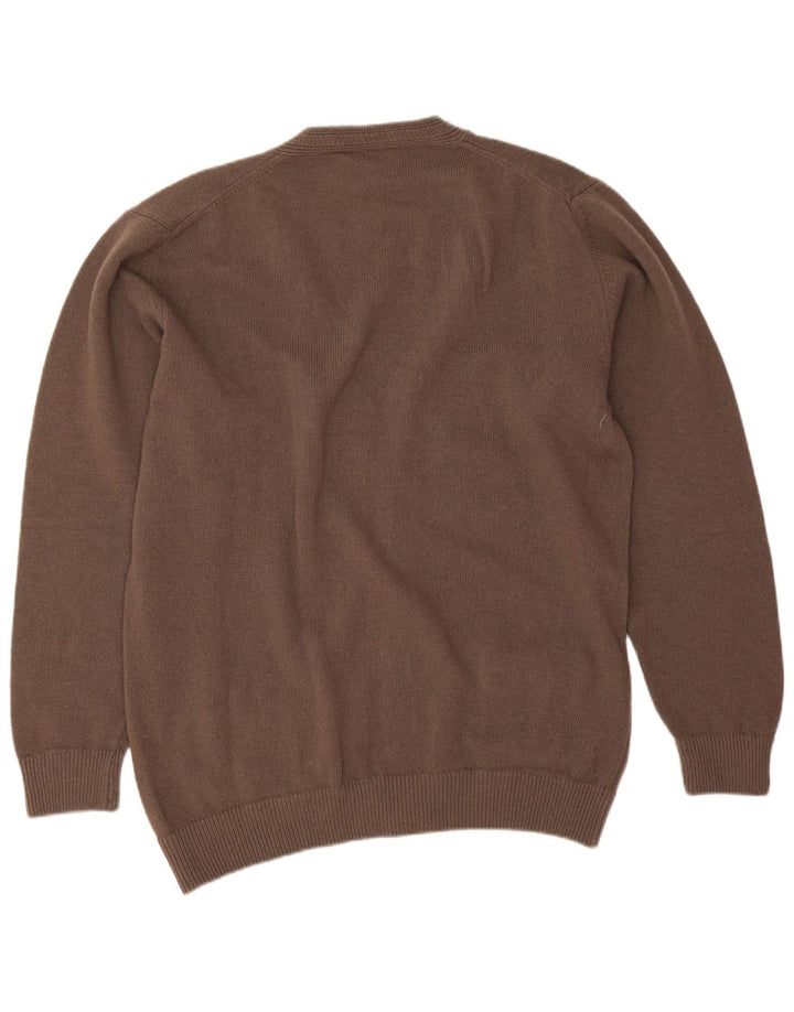 Vintage hombres Cardigan suéter 2XL lana marrón