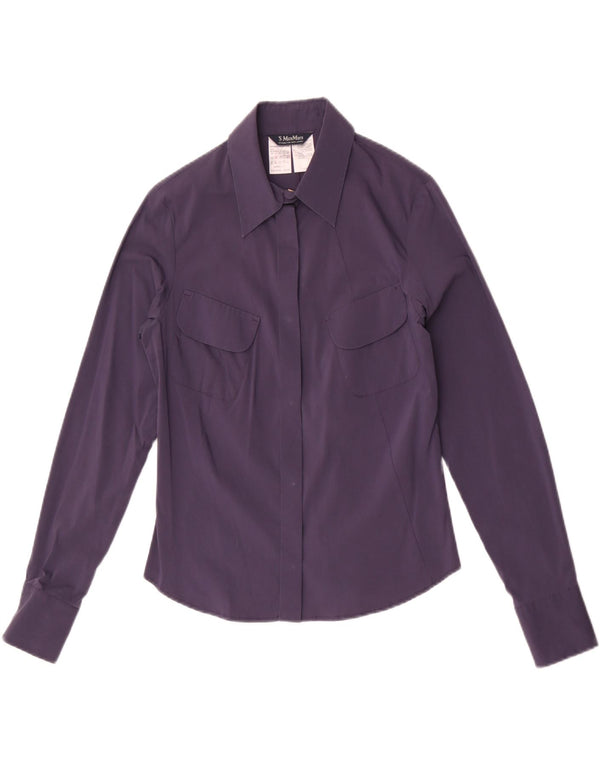 Max Mara Camisa para mujer UK 10 Small Purple Cotton