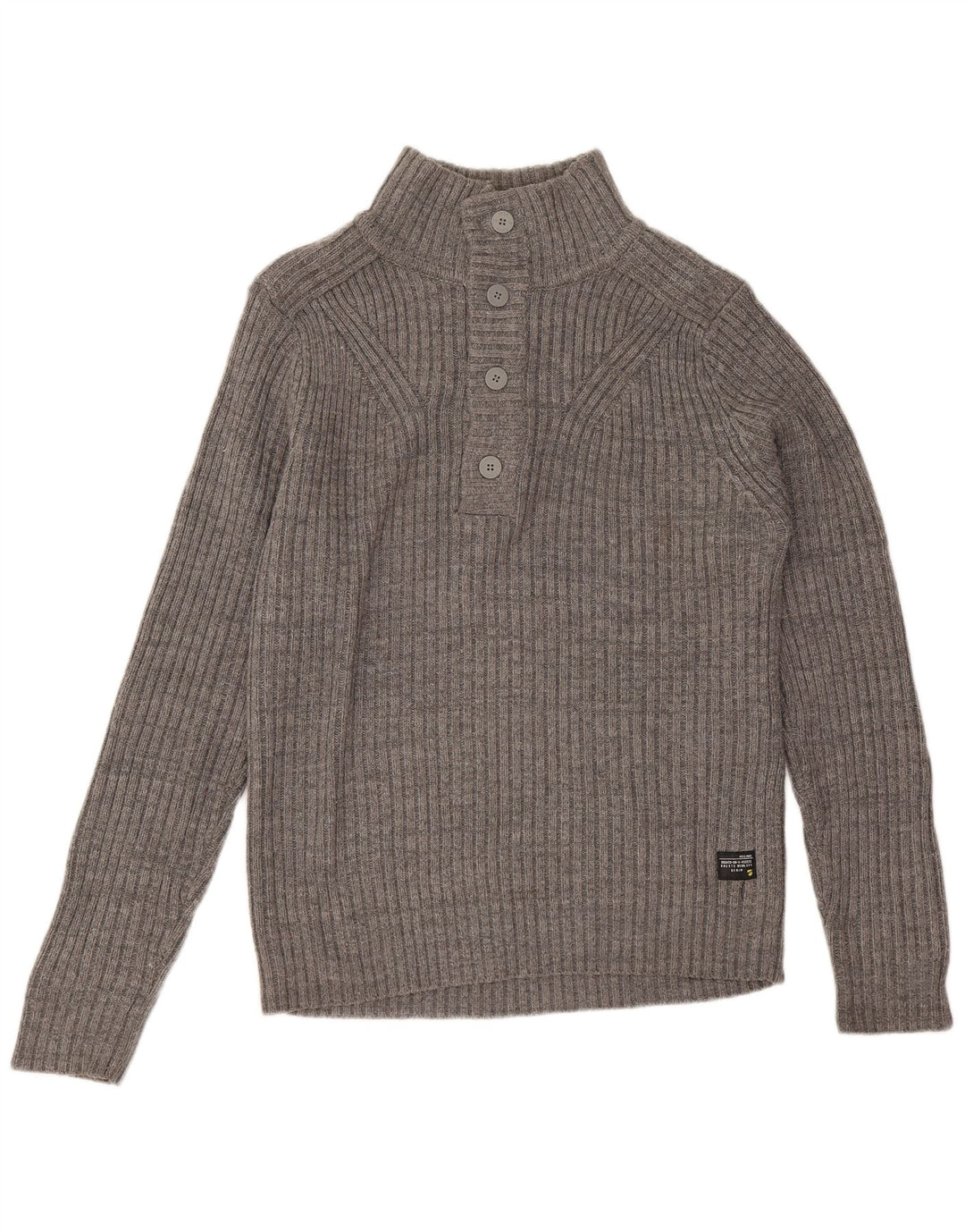 Jack & Jones Hombre Botón Cuello Jersey Jersey Grande Gris Algodón