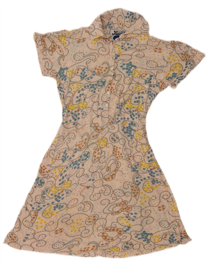 SUPERDRY Vestido acampanado para mujer UK 44 Medio Beige Floral