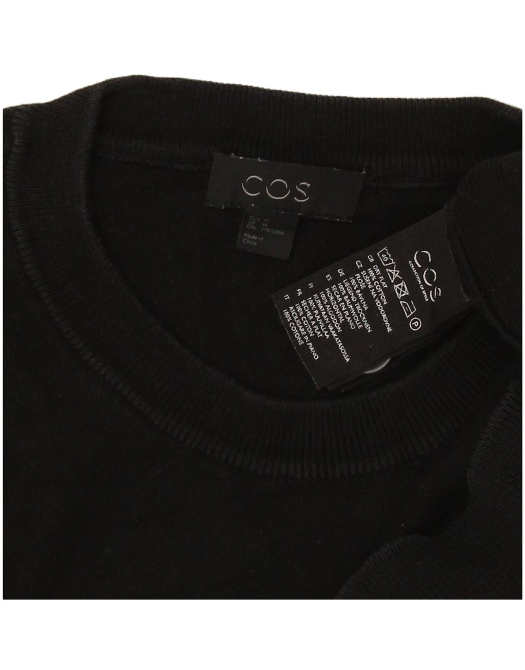 Cos - Jersey de cuello redondo para hombre, algodón negro mediano