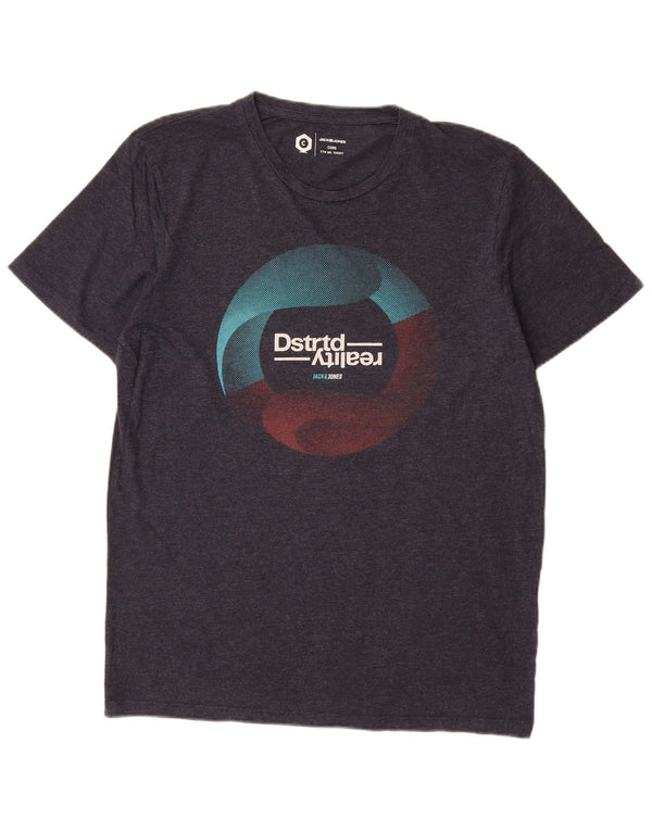 Jack & Jones - Camiseta gráfica para hombre, talla grande, azul marino