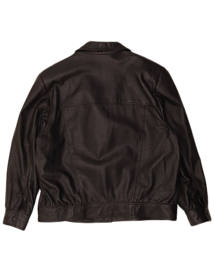 Vintage mujer bombardero chaqueta de cuero Reino Unido 18 XL negro