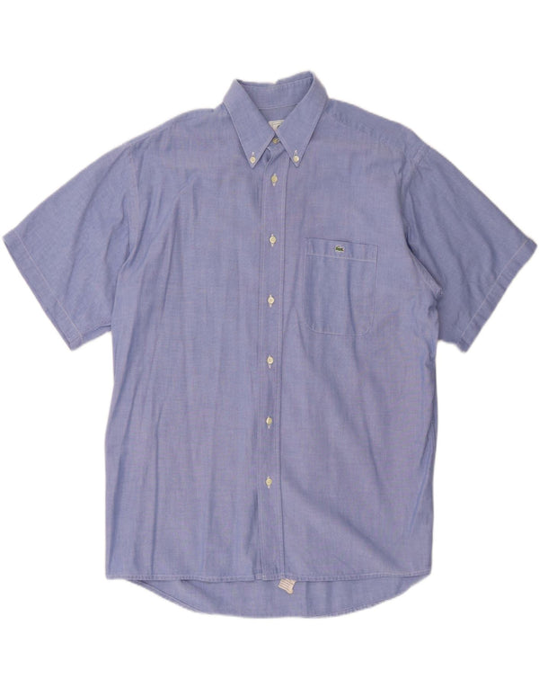 Camisa Lacoste Hombre Manga Corta Talla 42 Grande Algodón Azul